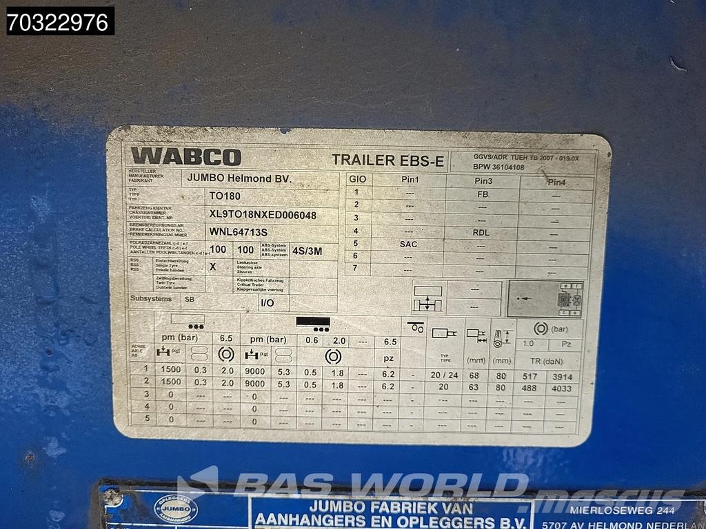 Jumbo T0180 2 axles LZV B-Double Tailgate LBW Steering A Gesloten opleggers