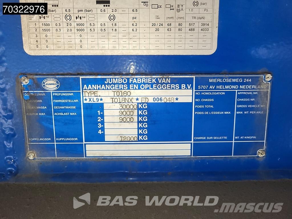 Jumbo T0180 2 axles LZV B-Double Tailgate LBW Steering A Gesloten opleggers