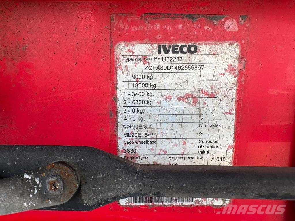 Iveco EUROCARGO 90E18 + EURO 5 + LOW KM + 3 SEATS Tautliner/curtainside trucks