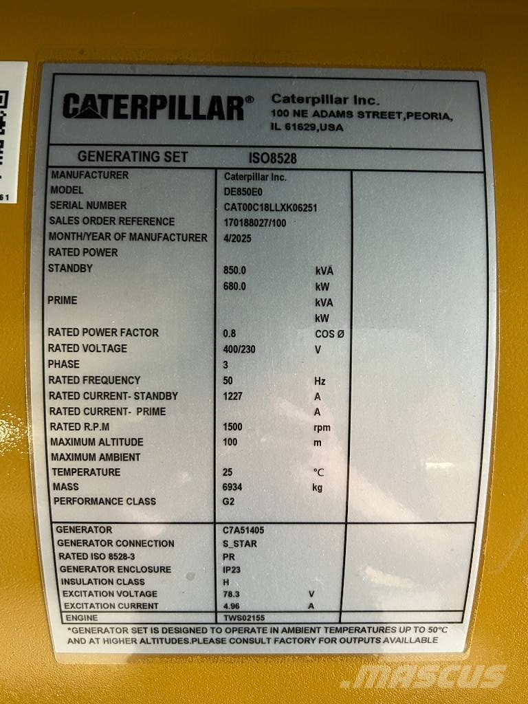 CAT DE850E0 - C18 - 850 kVA Generator - DPX-18032 Diesel generatoren