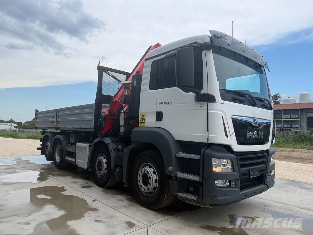 MAN TGS 35.470 Kipper + Kran Fassi F485 8x2 Camion benne