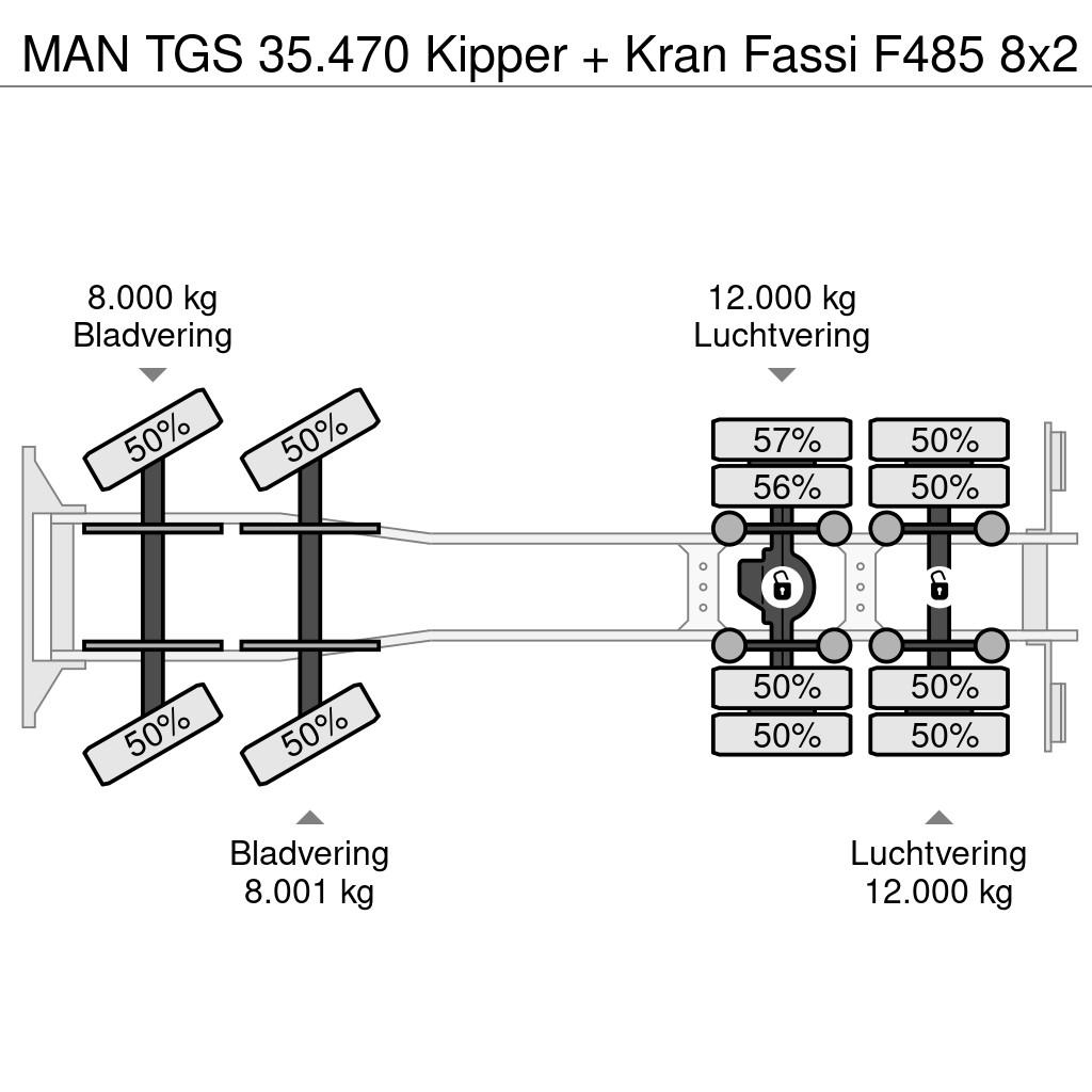 MAN TGS 35.470 Kipper + Kran Fassi F485 8x2 Camion benne