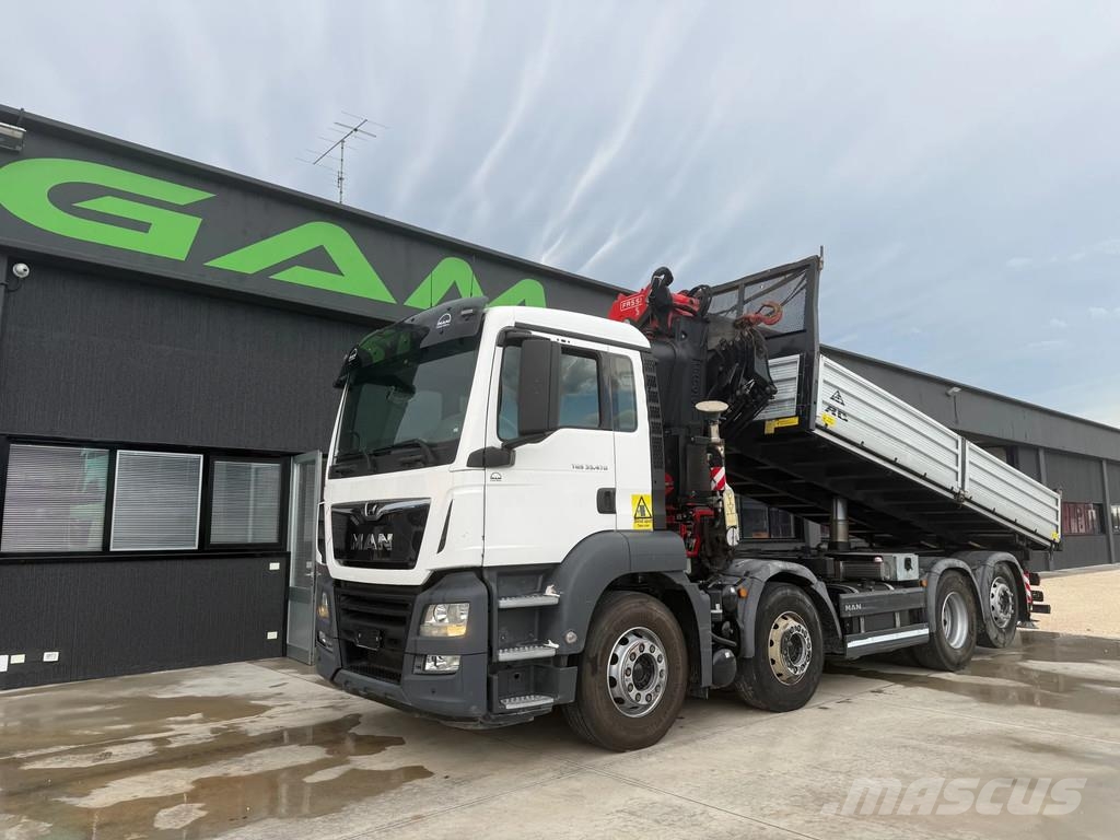 MAN TGS 35.470 Kipper + Kran Fassi F485 8x2 Camion benne