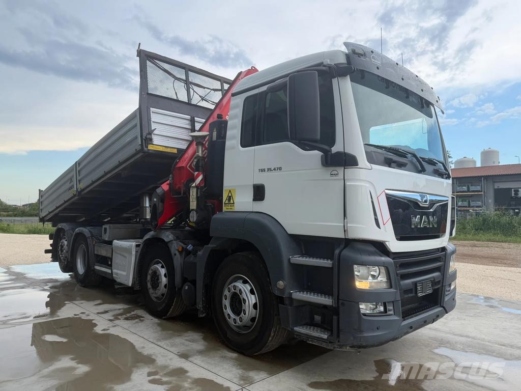 MAN TGS 35.470 Kipper + Kran Fassi F485 8x2 Camion benne