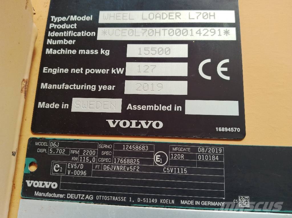 Volvo L 70 H Iekrāvēji uz riteņiem