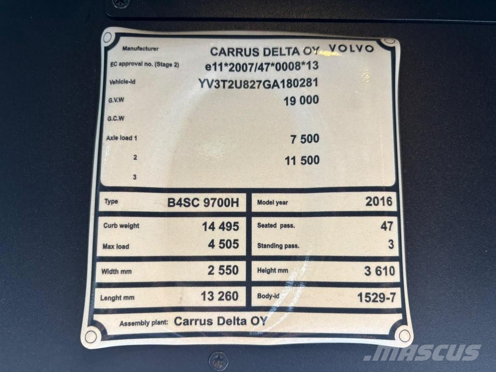 Volvo B11R 9700H 4x2 EURO 6 / AC / AUXILIARY HEATING / W Tūrisma autobusi