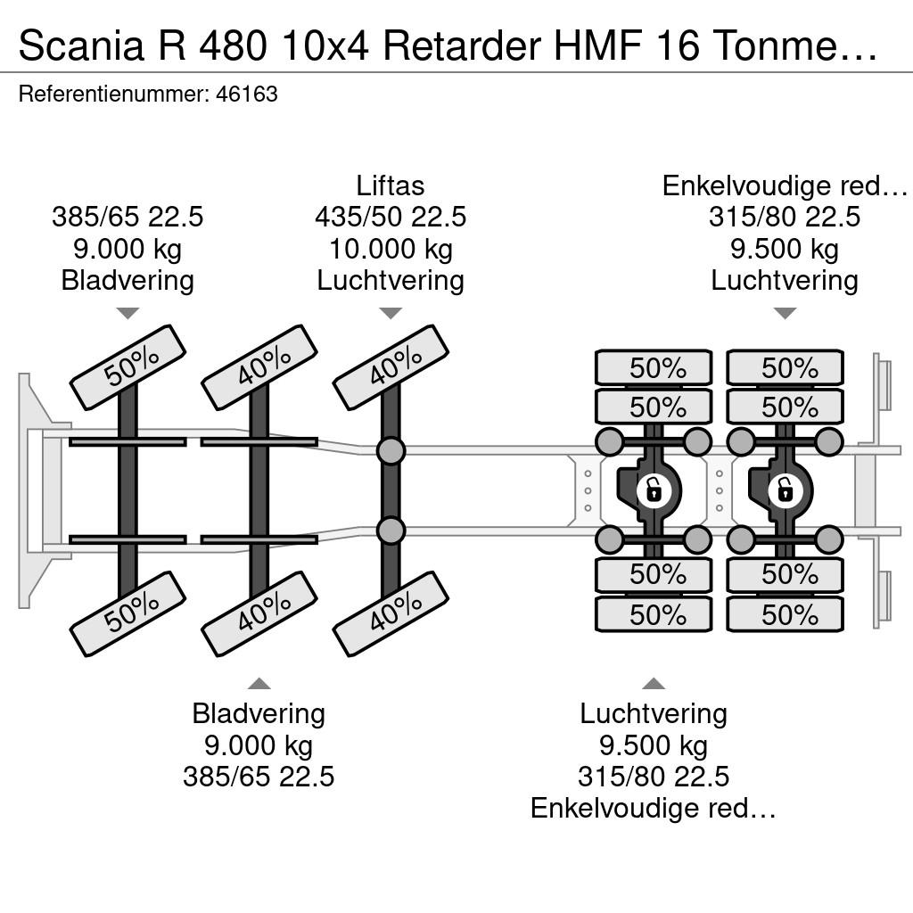 Scania R 480 10x4 Retarder HMF 16 Tonmeter Z-kraan Camiones elevadores de gancho