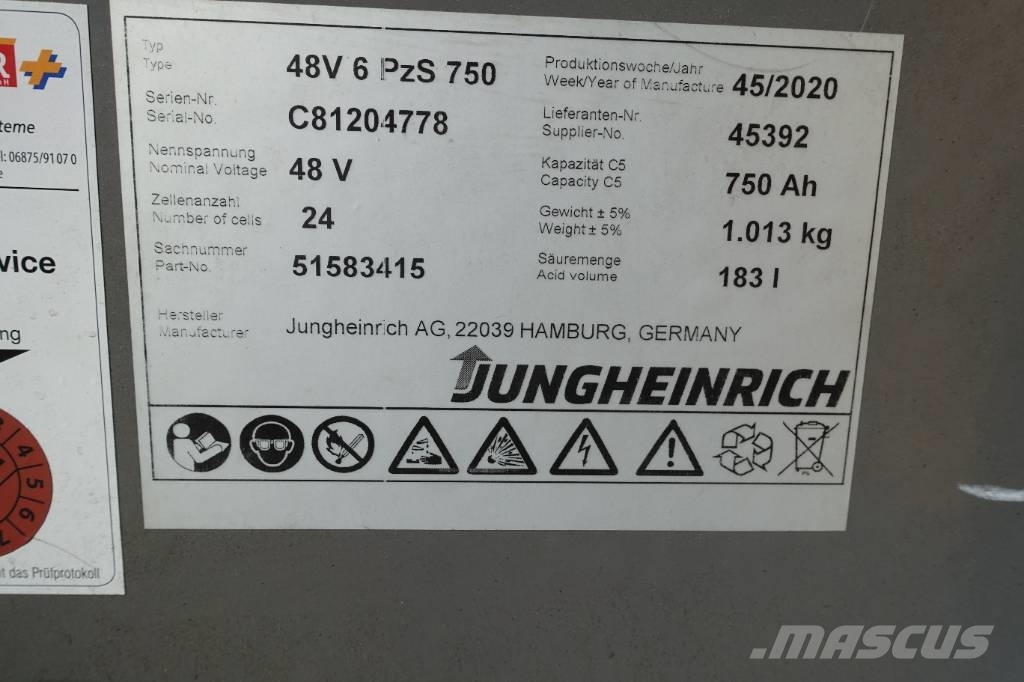Jungheinrich 48V 6PzS750 Staplerbatterie Akku Gabelstapler Batterijen