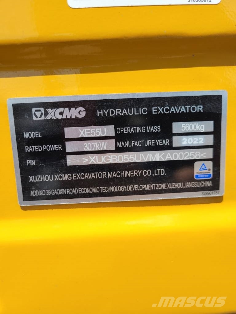 XCMG XE55 U Miniekskavaatorid < 7 t