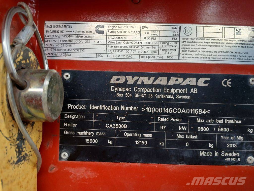Dynapac CA3500 D, Vält Single drum rollers