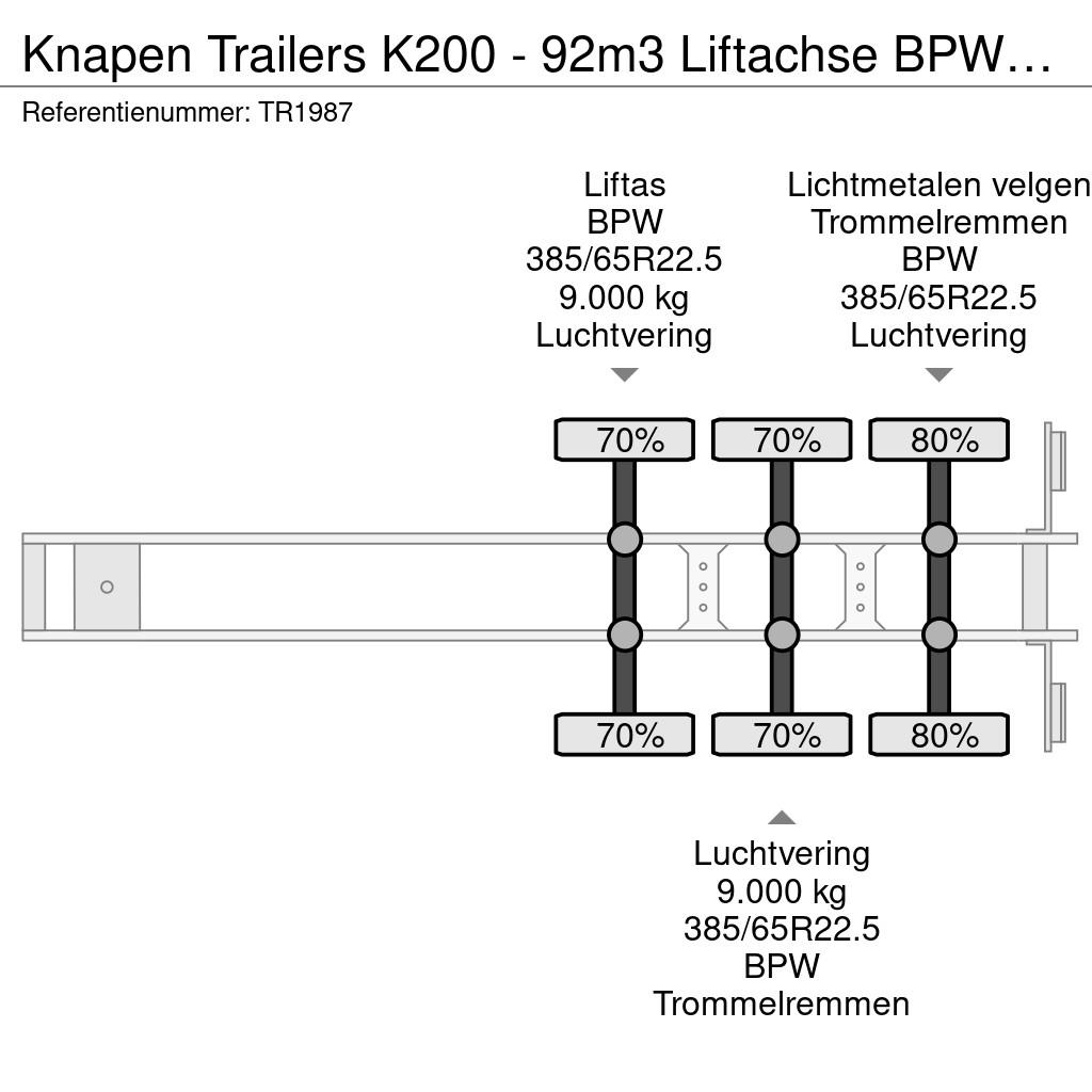 Knapen Trailers K200 - 92m3 Liftachse BPW 10mm Alcoa Tovorne pohodne polprikolice