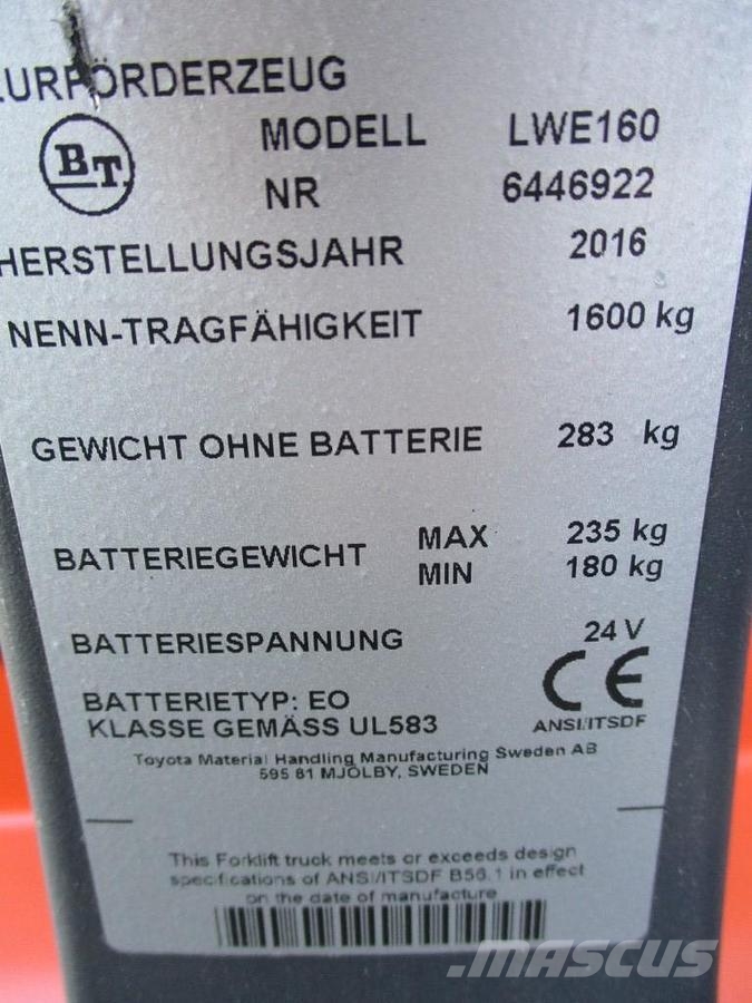 BT LWE160 Lavansiirtotrukit