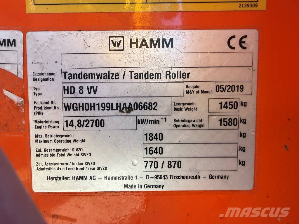 Hamm HD 8 VV مداحل ثنائية الاسطوانة