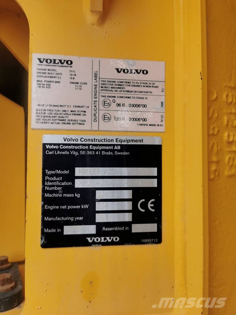 Volvo A 25 G Artikulētie pašizgāzēji
