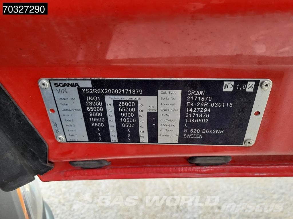 Scania R520 R 6X2 V8 Retarder Full Air 9t Front Axle Lift Vaihtolava-autot