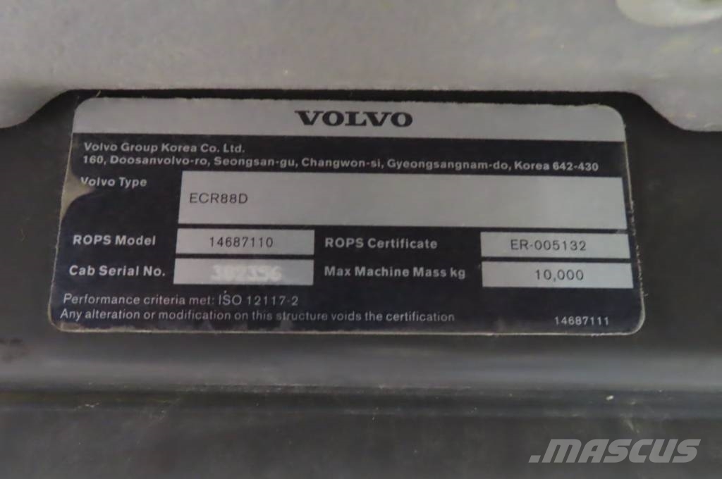 Volvo ECR 88 D Cabines e interior máquinas construção