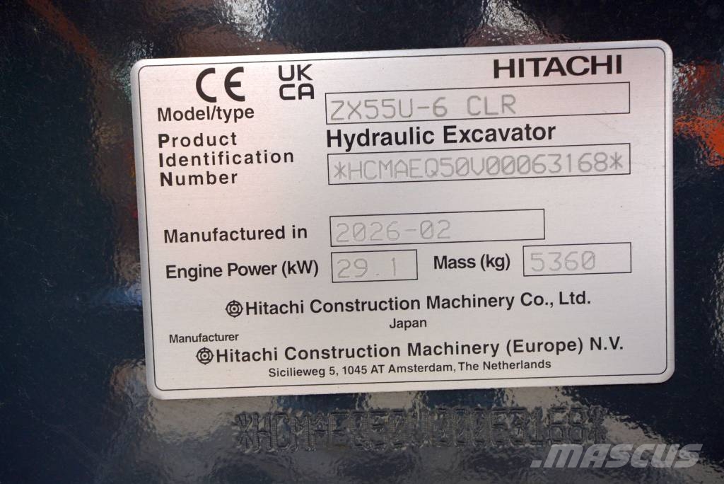 Hitachi ZX 55 U-6 MTC 小型挖土機/掘鑿機<7t(小型挖掘機)