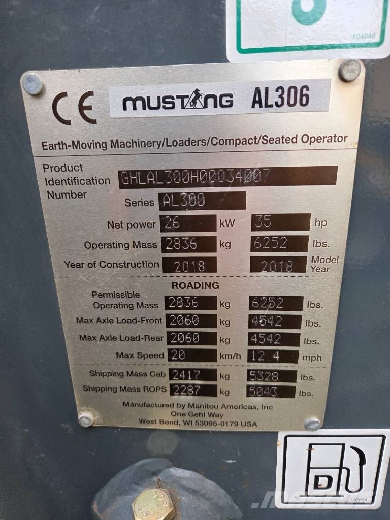 Mustang AL 306 Φορτωτές με λάστιχα (Τροχοφόροι)