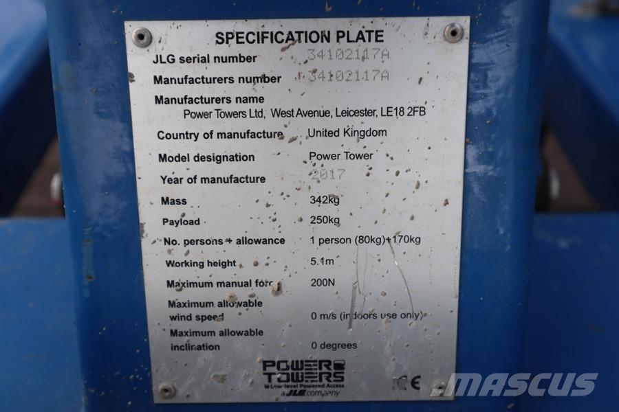 JLG Power Tower Electric, 5.10m Working Height, 250kg Articulated boom lifts