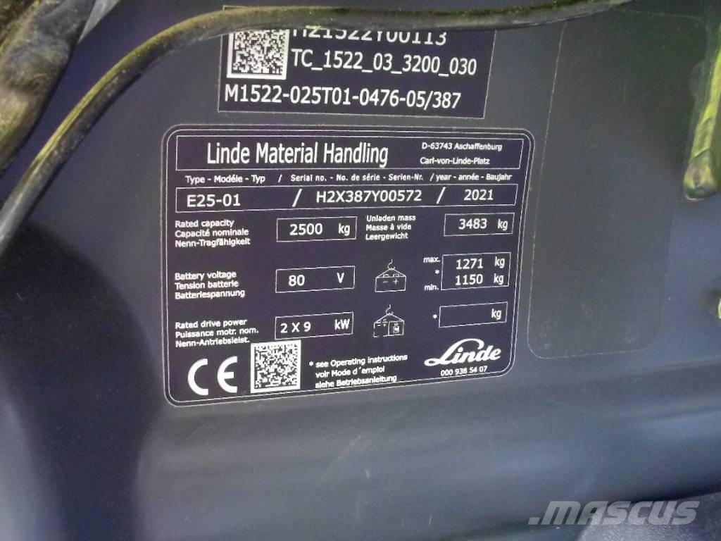 Linde E25-01 Li-ION شاحنات ذات رافعات شوكية تعمل بالكهرباء