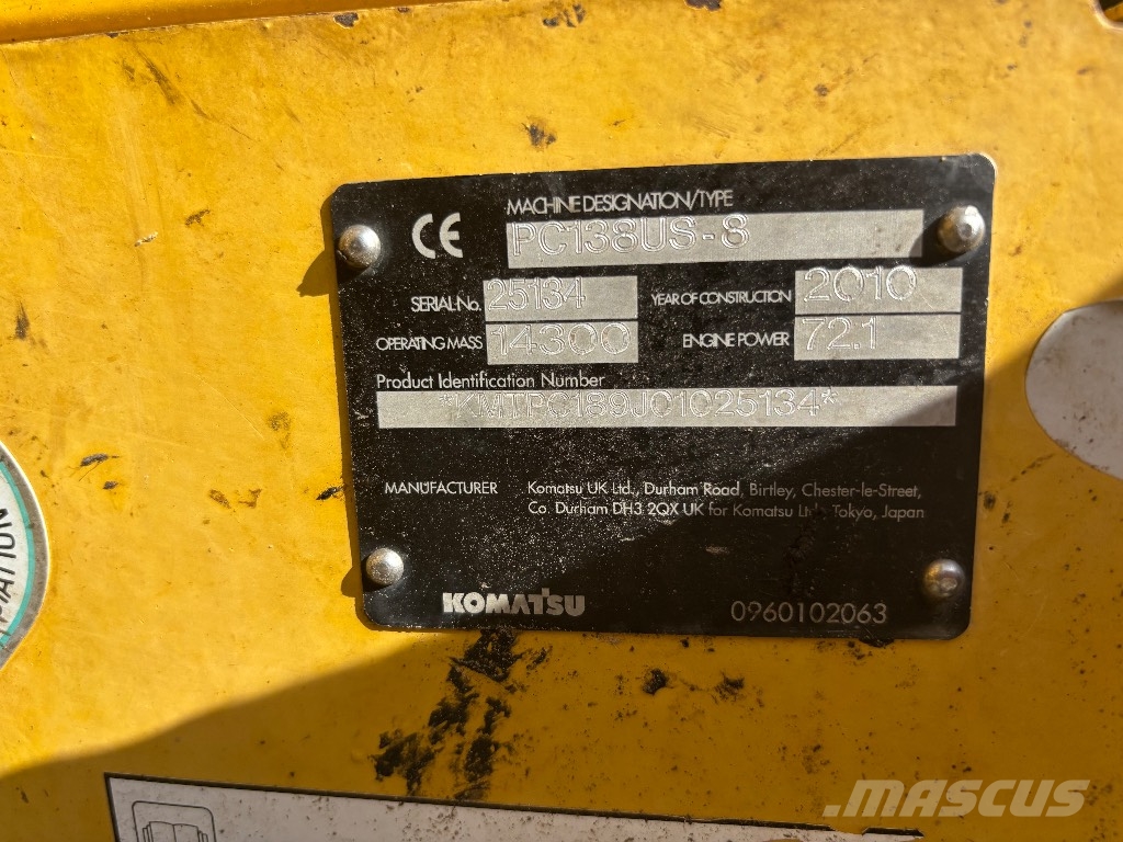 Komatsu PC 138 US-8 / Engcon, Rasvari, 800mm laput حفارات زحافة