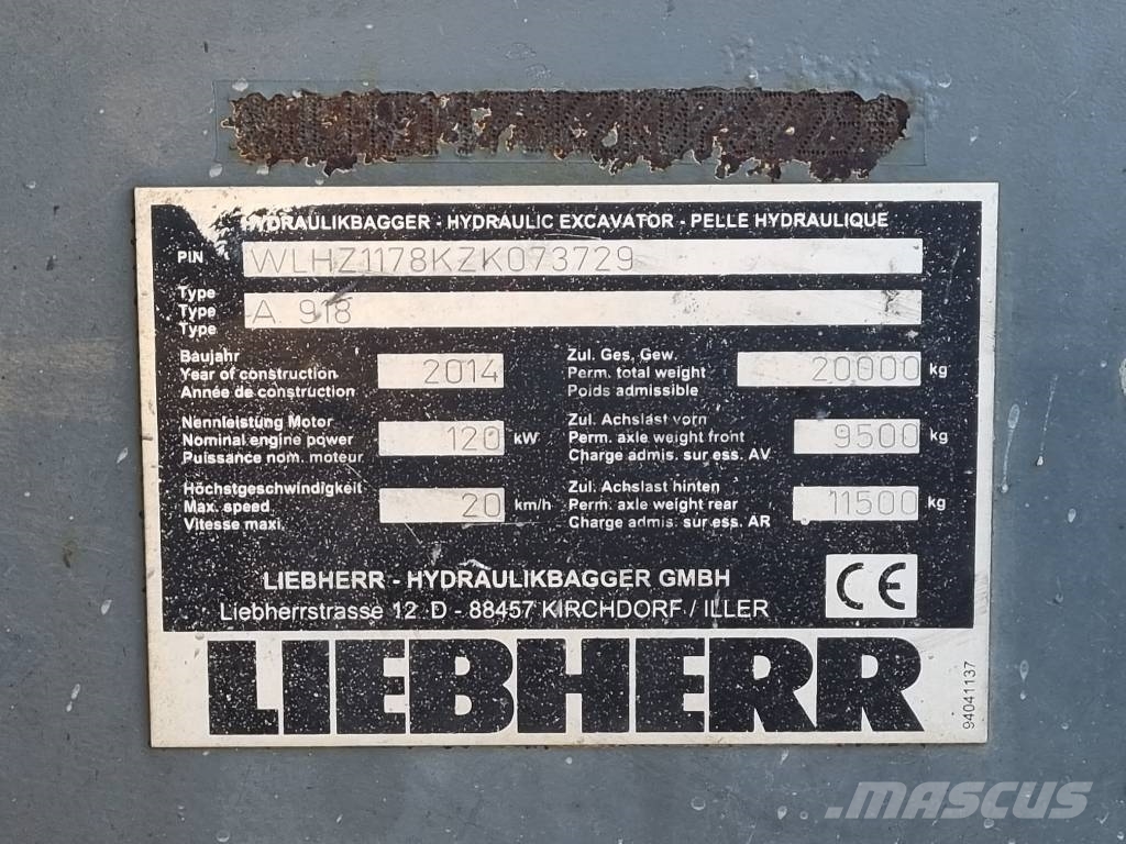 Liebherr A 918 Excavadoras de ruedas