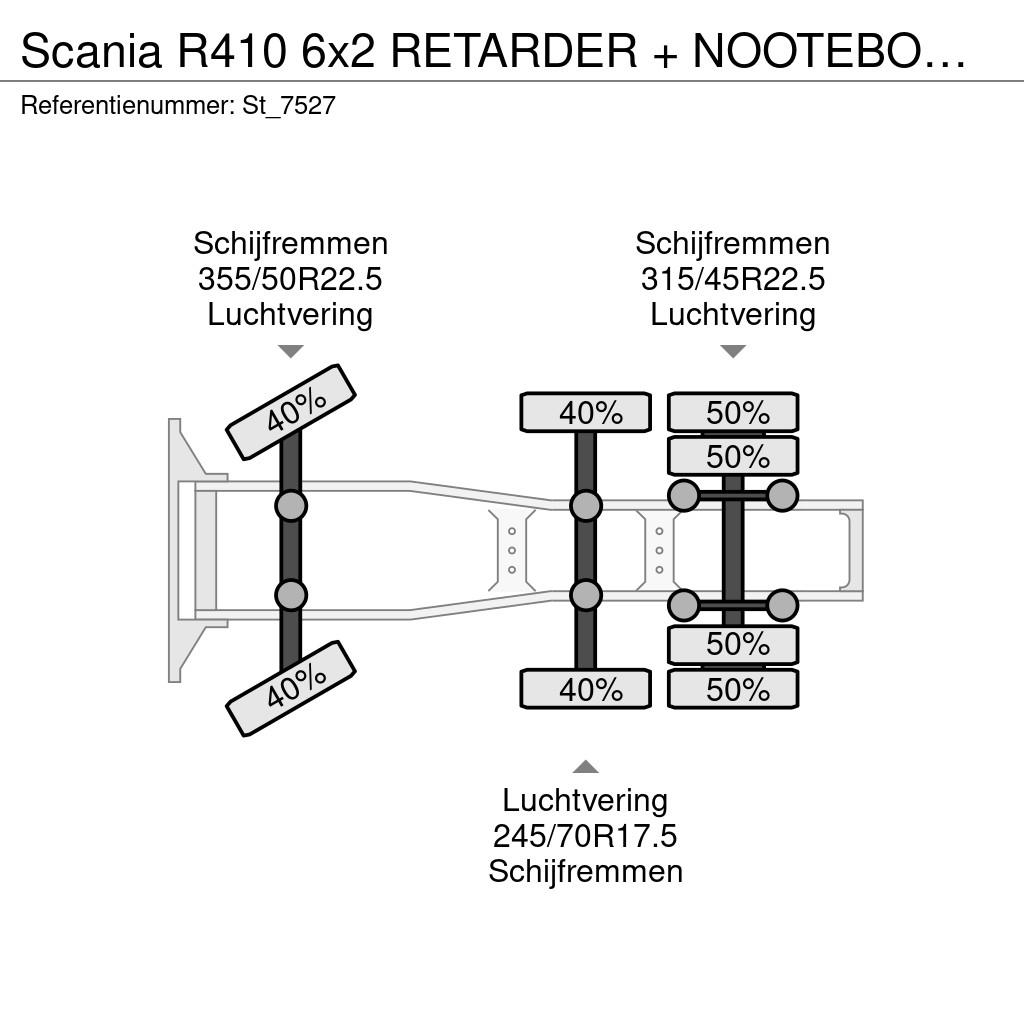 Scania R410 6x2 RETARDER + NOOTEBOOOM SEMI TRAILER Naudoti vilkikai