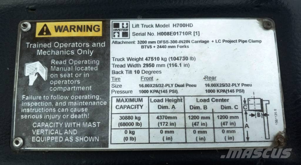 Hyster H700 Empilhadeiras - outros