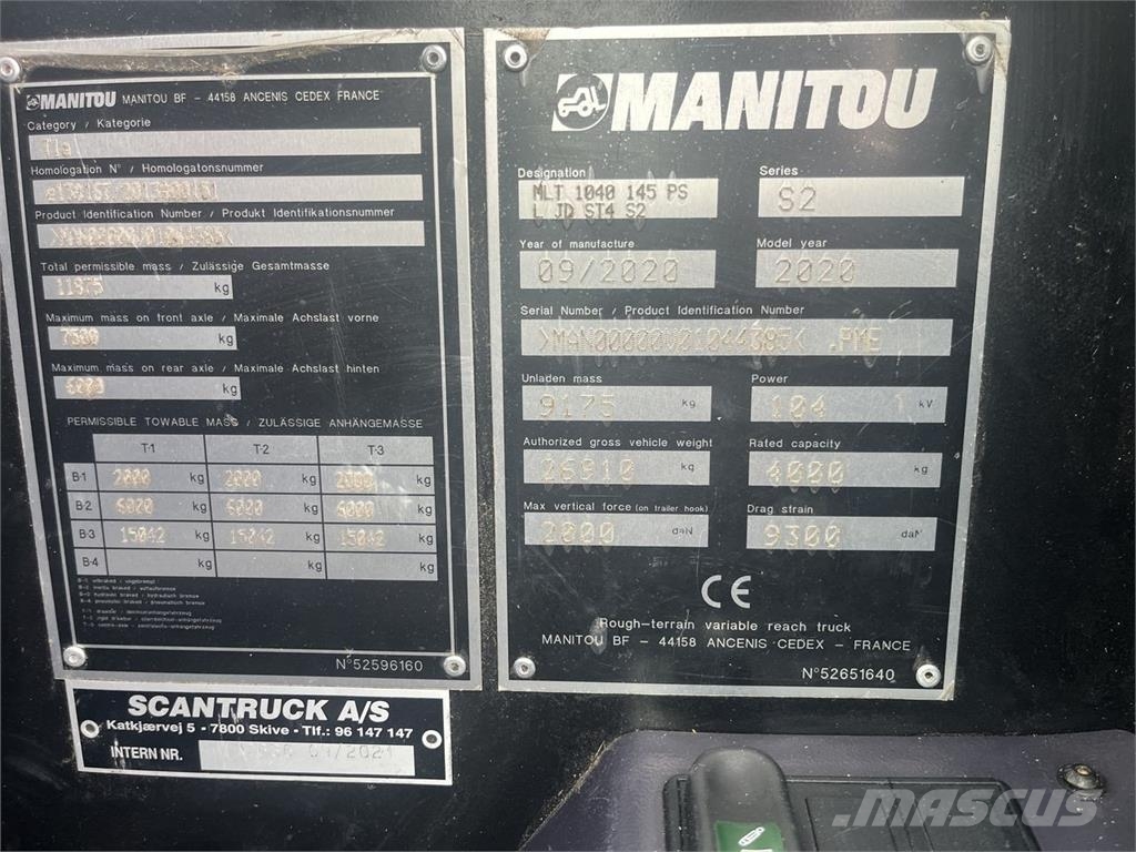 Manitou MLT1040-145PS L ELIT Сельскохозяйственные телескопические погрузчики