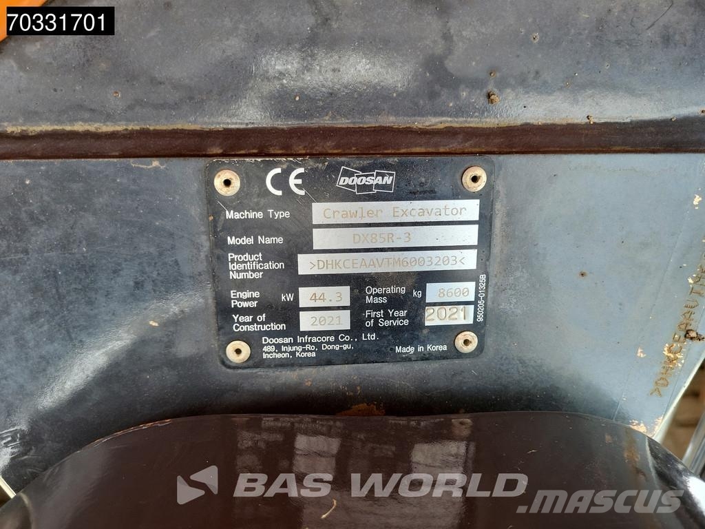 Doosan DX85 R-3 A/C - 2 Buckets Miniexcavadoras