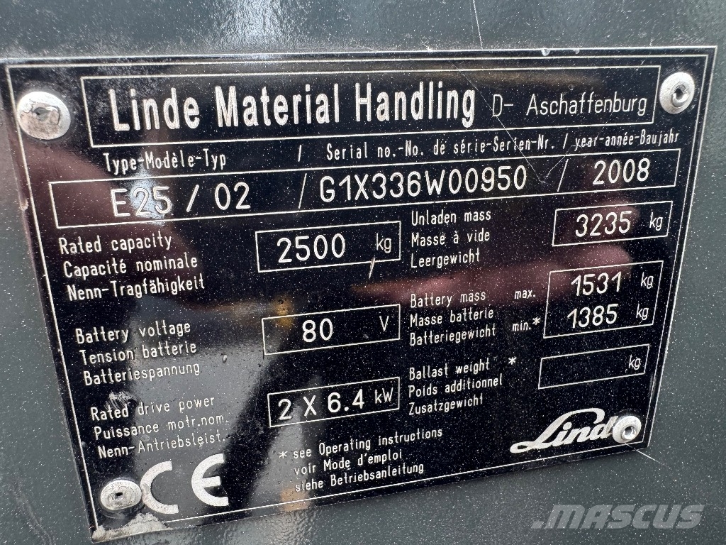 Linde E25/02 شاحنات ذات رافعات شوكية تعمل بالكهرباء