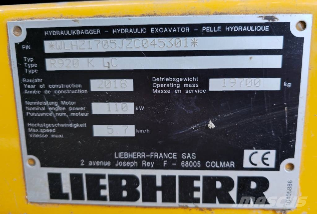 Liebherr R920K LC Εκσκαφείς με ερπύστριες