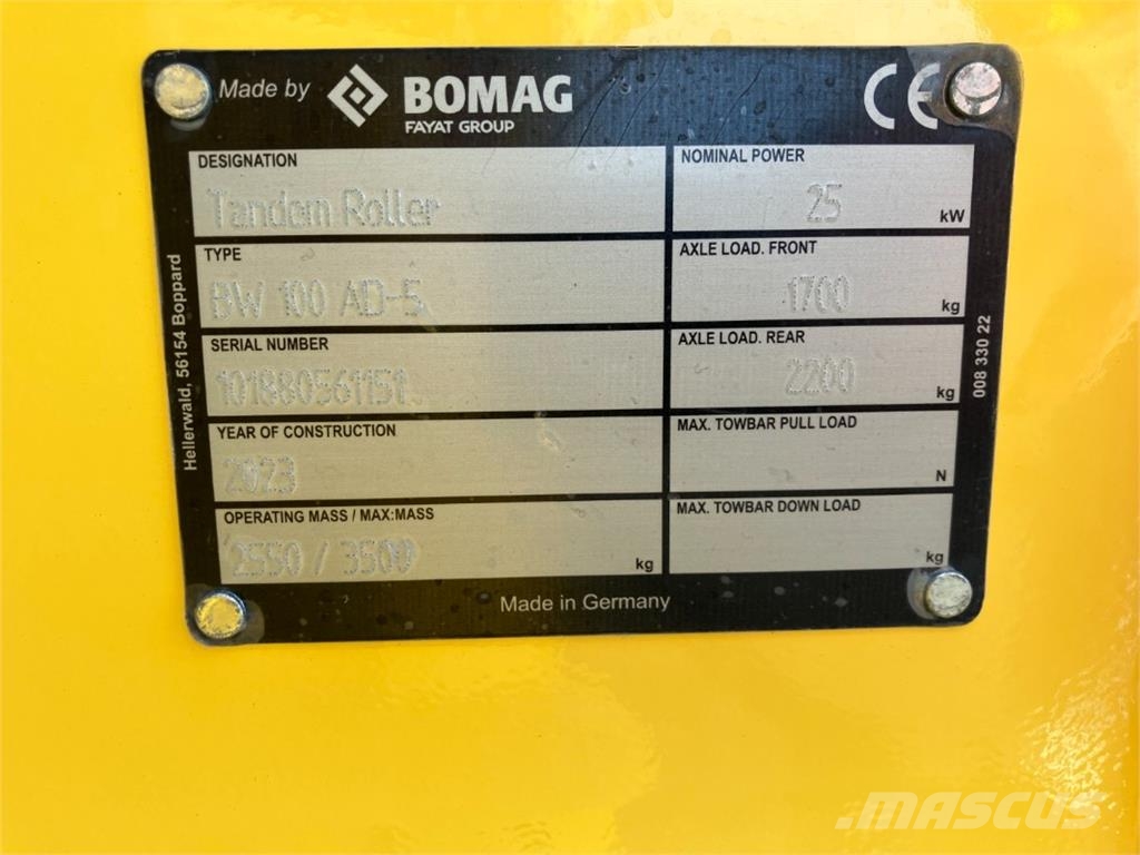 Bomag DE BW 100 AD-5 Stage V/Tier 4f Çift tamburlu silindirler