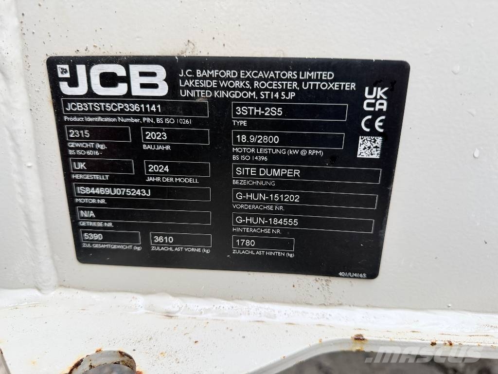 JCB 3STH 2S5 3 ton swivel dumper Site dumpers