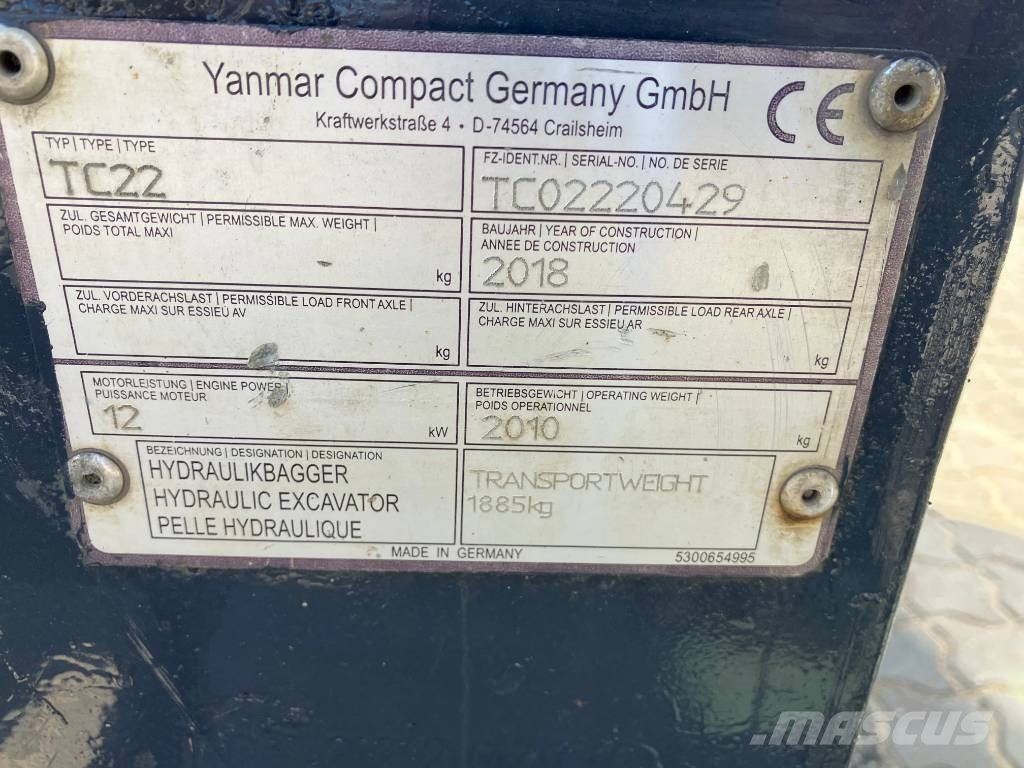 Terex TC22.2 حفارات صغيرة أقل من 7 طن (حفارات صغيرة)