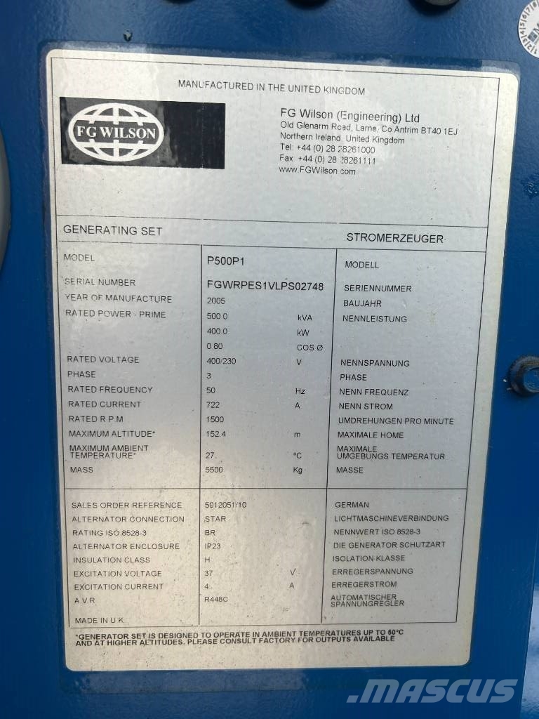 FG Wilson P-500P1 - 500 kVA Used generator - DPX-12680 مولدات ديزل