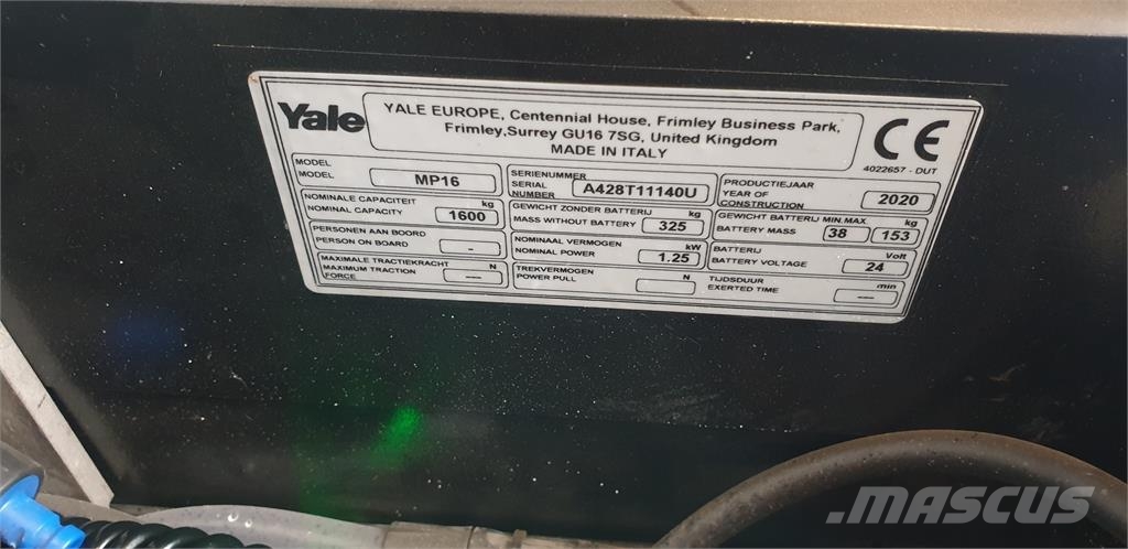 Yale MP16 Piek 2020 Deichselstapler