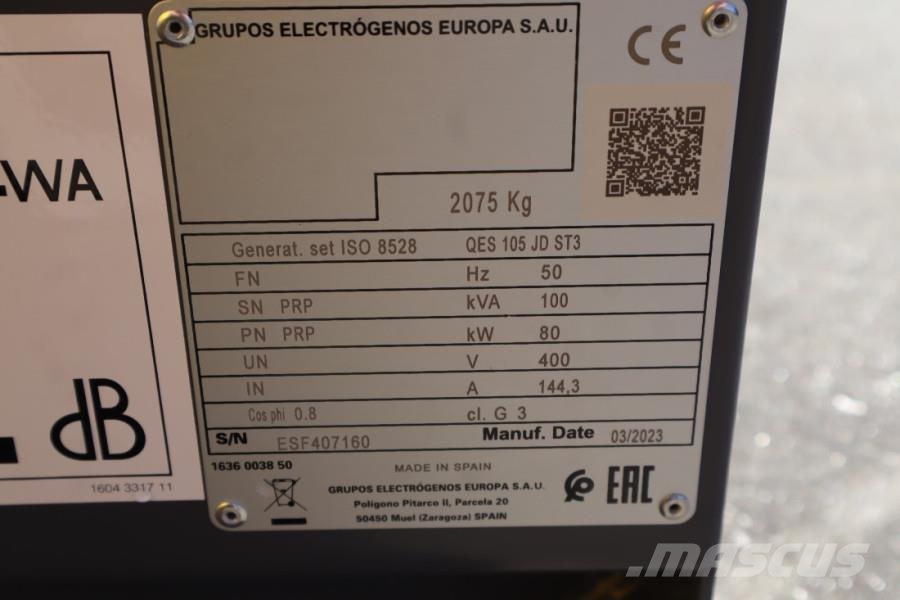 Atlas Copco QES 105 JD ST3 Valid inspection, Diesel, 105 kVA Дизельні генератори