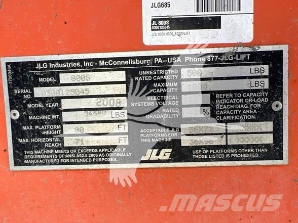 JLG 800S Teleskooppipuominostimet