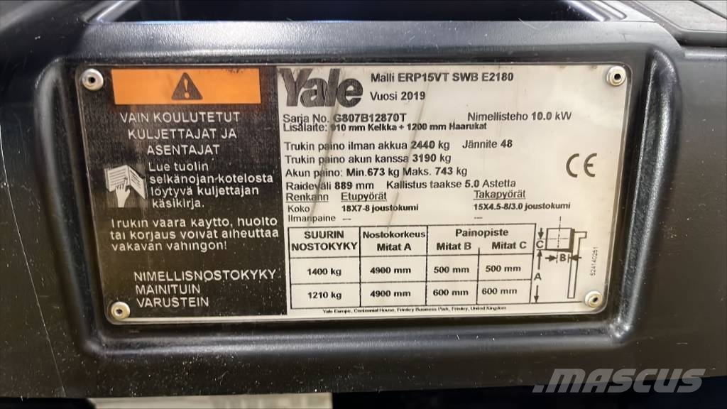 Yale ERP 15 VT Electric forklifts