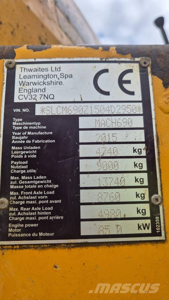 Thwaites MACH 690- 9TON WOZIDŁO BUDOWLANE, PRZEGUBOWE Camiones articulados