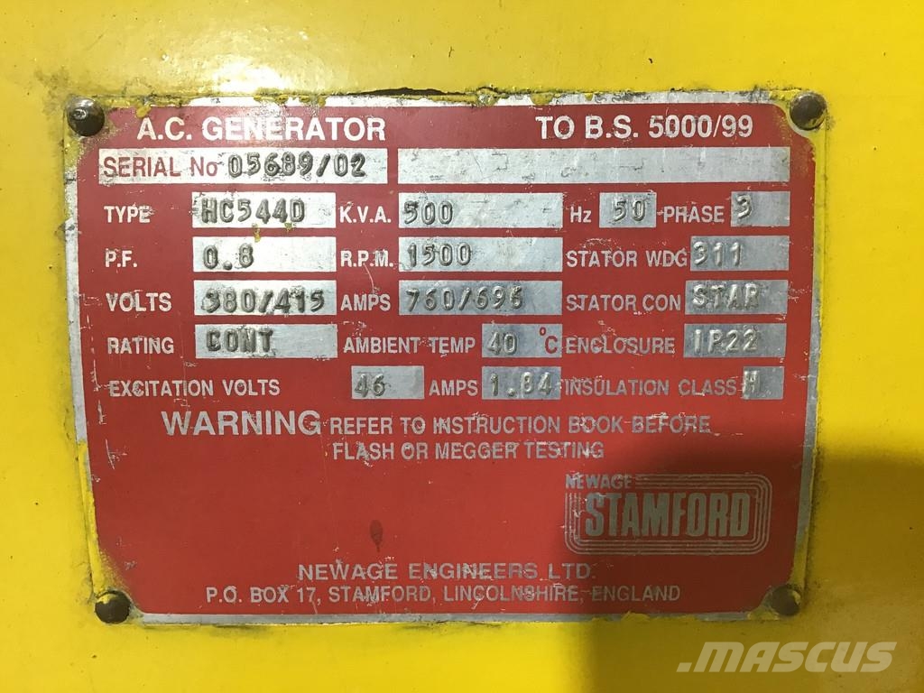 Detroit Diesel AMFORD HC544D GENERATOR 500KVA USED ディーゼル発電機