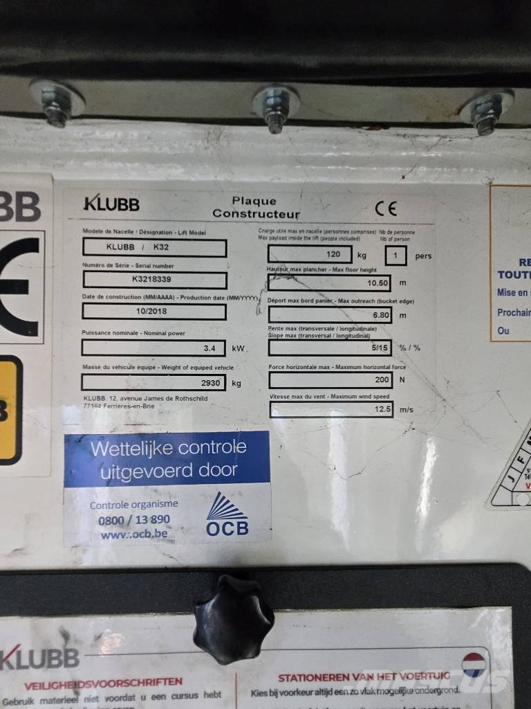 Klubb K32 المنصات الهوائية المثبتة على شاحنة