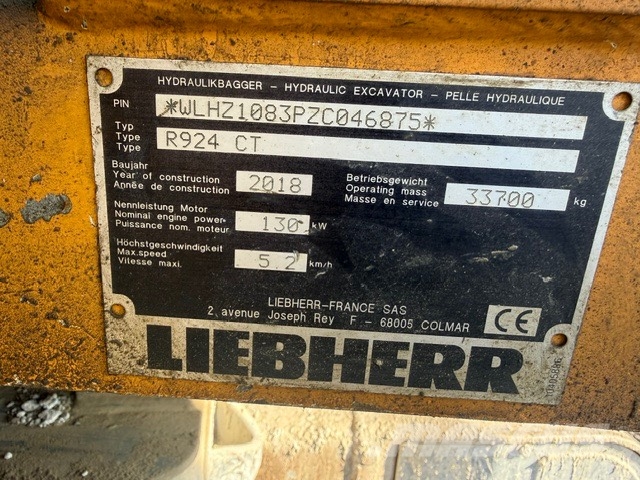 Liebherr R 924 Compact Tunnel Crawler excavators