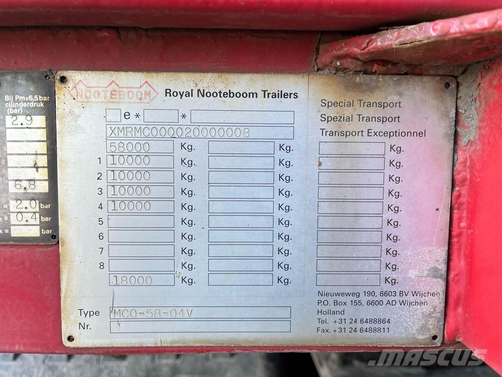 Nooteboom MCO-58-04V PLATFORM 9900 mm + 6100 + 6400 mm EXTEN Semirremolques de góndola rebajada