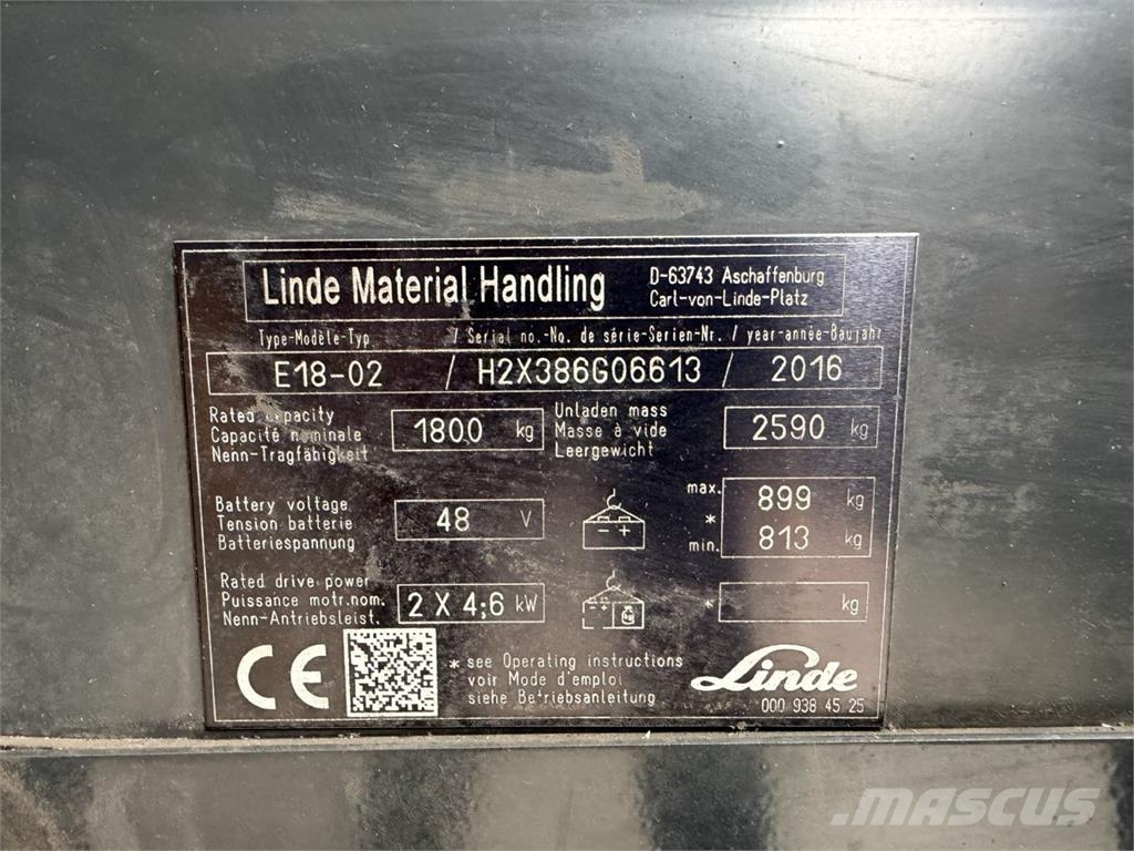 Linde E 18-02 電動堆高機