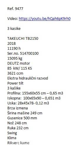 Takeuchi TB 2150 Bageri guseničari