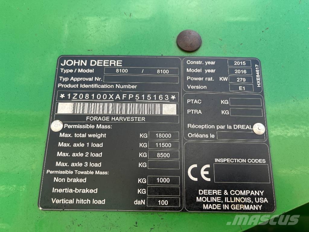 John Deere 8100 Forage harvesters