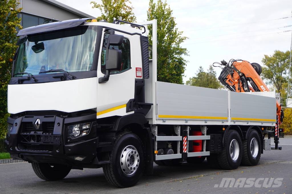 Renault C380 Comfort 6x4 / Atlas 172.3E crane / Range 12.3 平板式/側卸式卡車