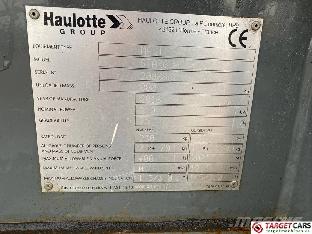 Haulotte Star 6 Electric Vertical Mast Work Lift 580cm Jarbolne penjajuće platforme